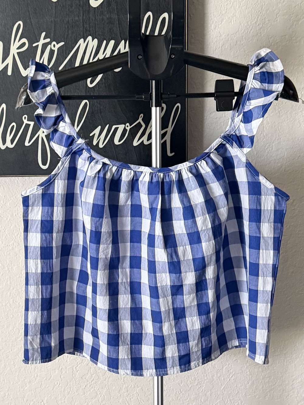 Joie Blue + White Gingham Tank Top NWT